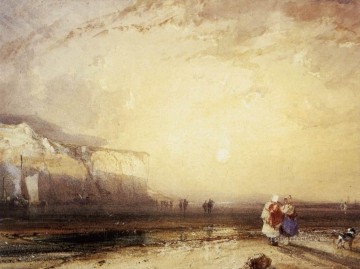  set Canvas - Sunset In The Pays De Caux Romantic seascape Richard Parkes Bonington